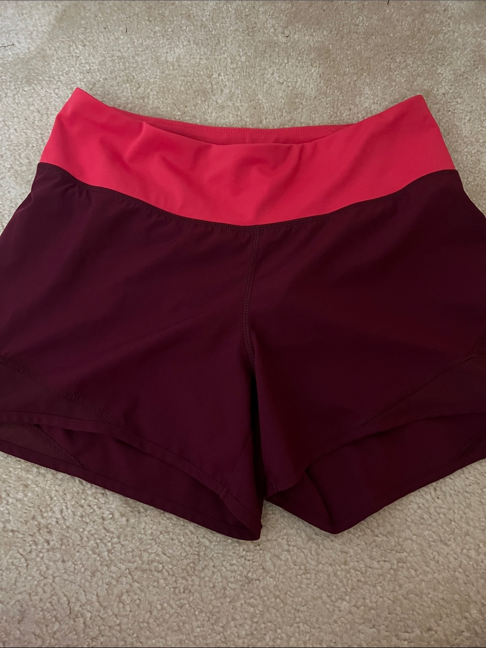 Old Navy Athletic Shorts - Coral Waistband & Burgundy Body